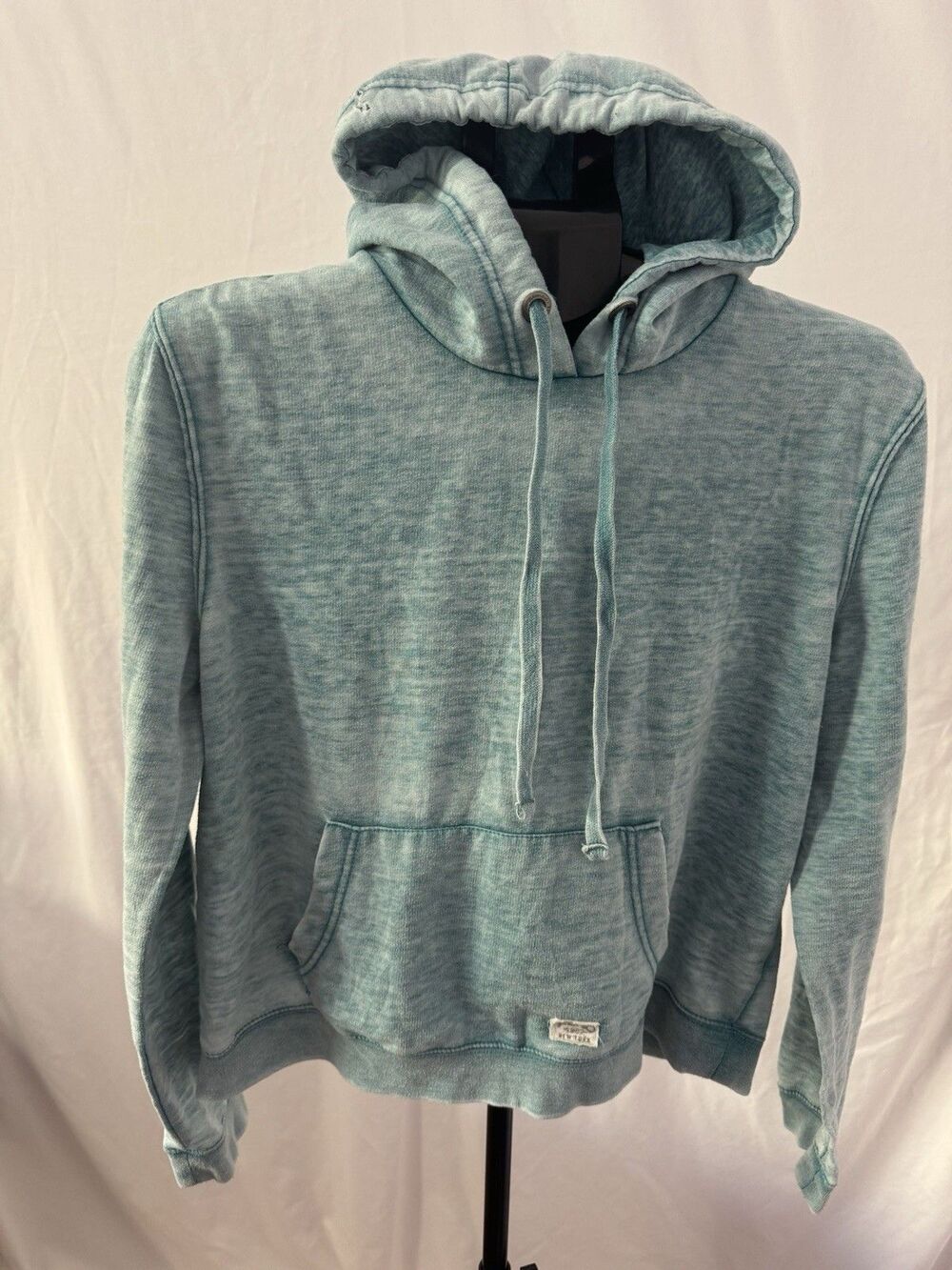 Aeropostale Teal Burnout Hoodie Women's XL 1987 W 34th NYC Back Embroidery Y2K